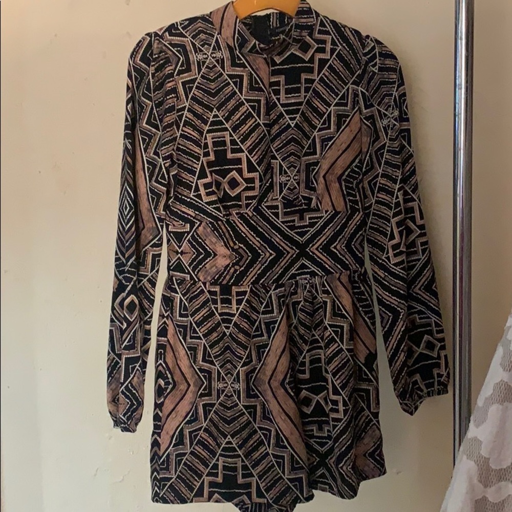 Printed Long-Sleeve Jumpsuit